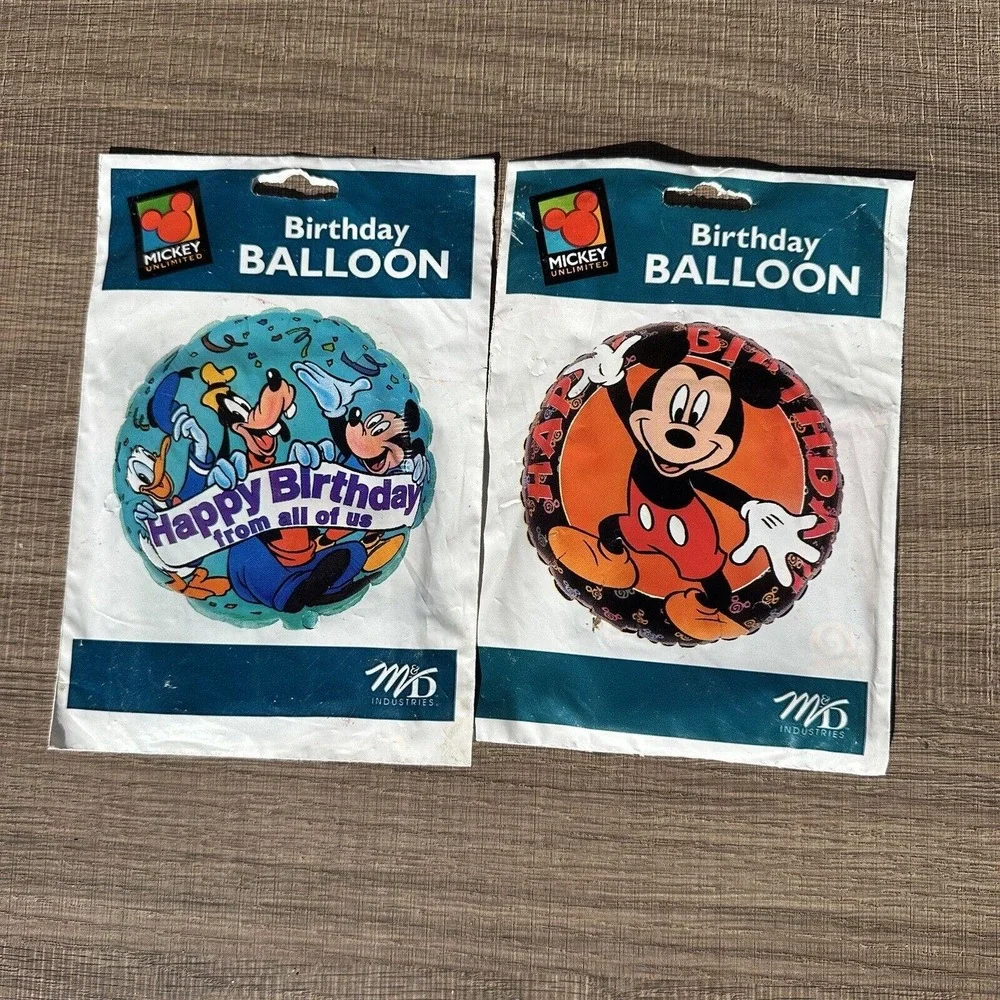 Vintage 90s Disney Mickey Mouse Unlimited Birthday Balloons Daisy Pluto Lot of 2